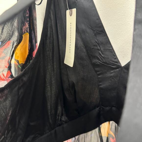 Anthropologie Maeve Floral Chiffon Blouse Open Back Tunic Cottagecore US 4 NWT - Picture 15 of 16